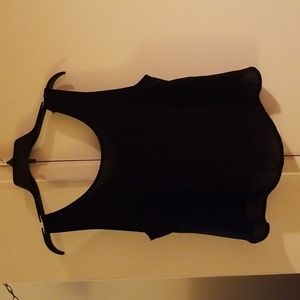 Black sleeveless polyester camisole blouse